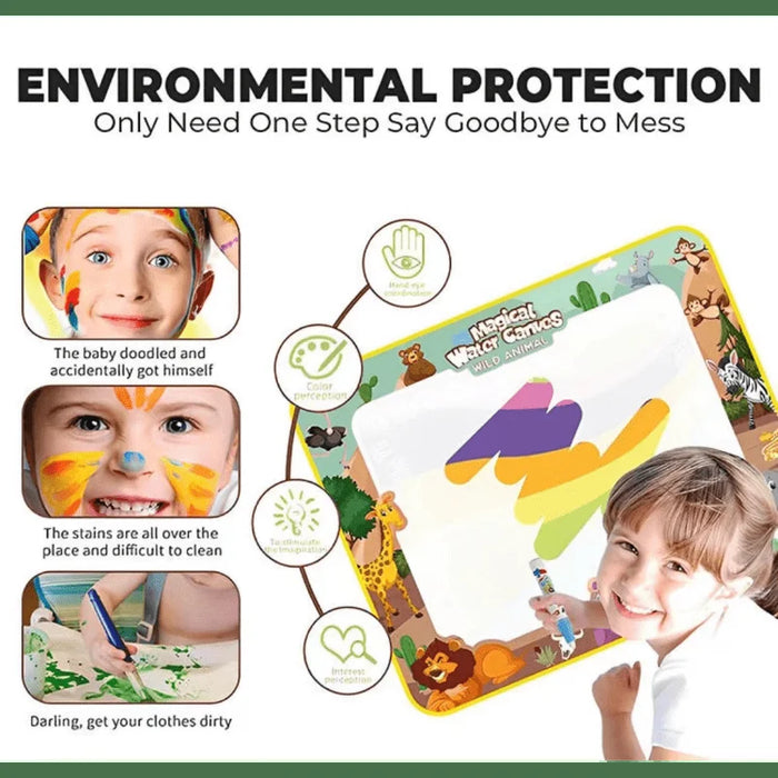 Magic Water Drawing Mat Coloring Doodle with Reusable Magic Pens Montessori Painting Board Educational Toys Kids Gift 100X80Cm