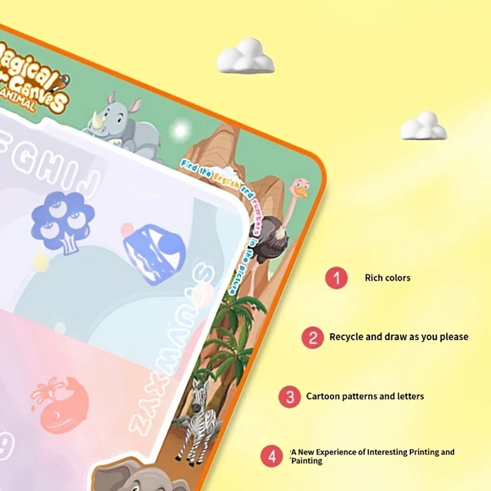 Magic Water Drawing Mat Coloring Doodle with Reusable Magic Pens Montessori Painting Board Educational Toys Kids Gift 100X80Cm