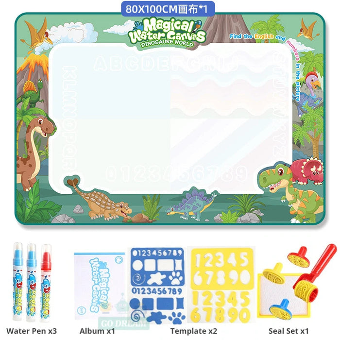 Magic Water Drawing Mat Coloring Doodle with Reusable Magic Pens Montessori Painting Board Educational Toys Kids Gift 100X80Cm