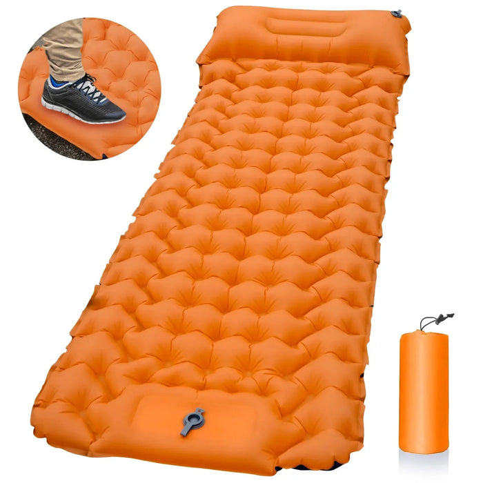 Ultralight Inflatable Camping Sleeping Pad with Pillow – Foldable Air Cushion Mat for Outdoor Travel