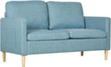 Compact sofa with hidden pockets, wooden legs, and pet-friendly fabric