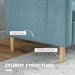 2-Seater Sofa | Modern Linen-Look Couch w/ Storage Pockets & Wood Legs - Blue - Samanta Factory