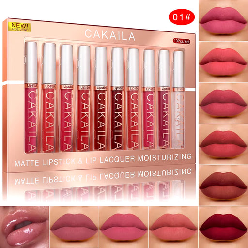 Waterproof and long-lasting lip gloss set with rich matte shades