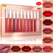 10Pcs/Set Nude Lip Gloss Matte Velvet Lipstick Waterproof Long-Lasting Liquid Lipstick Women Moist Lip Tint