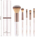 Luvia Makeup Brush Set, Travel Set, Macchiato, 5 Cosmetic Brushes Including Makeup Brush Storage, Black, Vegan (White/Macchiato)