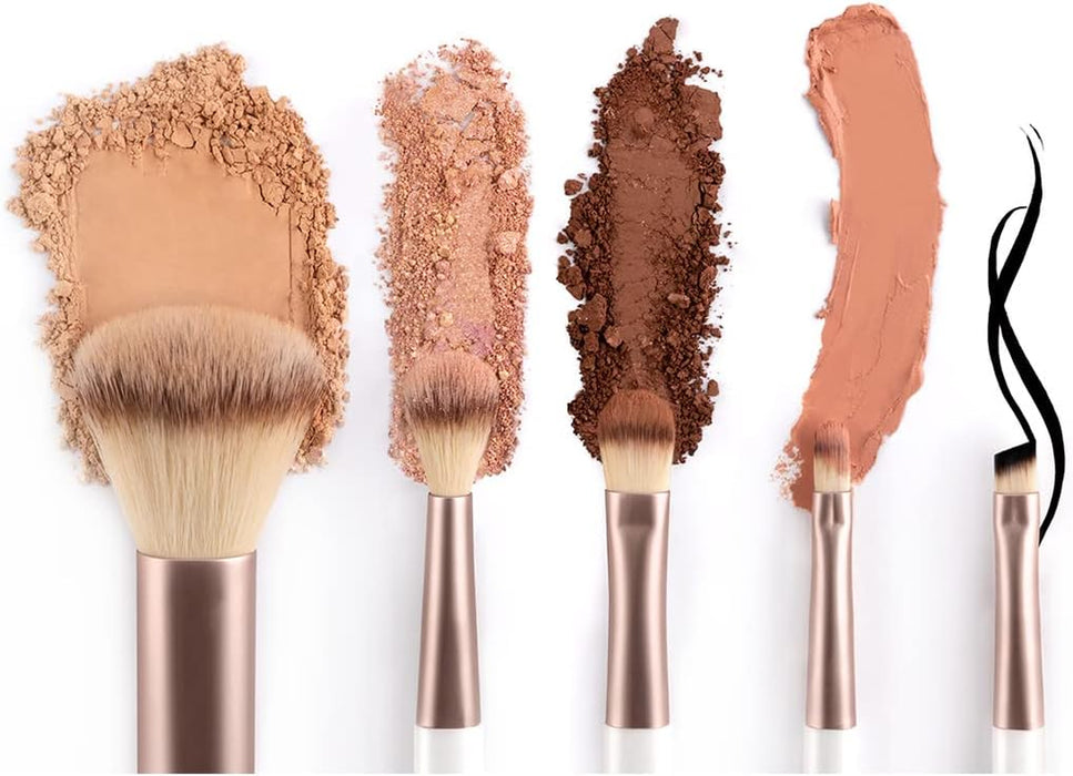  5-Piece Vegan Travel Makeup Brush Set with Stylish Storage Case
