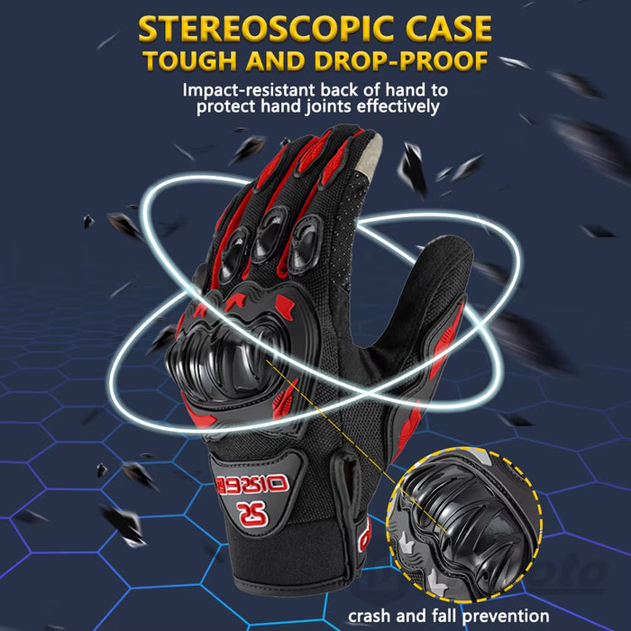 Ummer Breathable Full Finger Motorcycle Gloves Non-Slip Wear-Resistant Motocross Racing Gloves Touch Screen Moto Biker Gloves