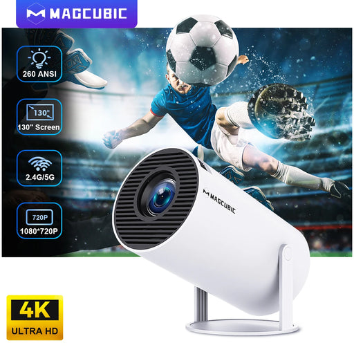 HY300 Pro Smart Android Projector with 4K support, dual WiFi, Bluetooth, and Android 11 system