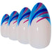 Glitter Wave Blue Almond Stiletto Nails Kit with Glue, File, and Cuticle Stick