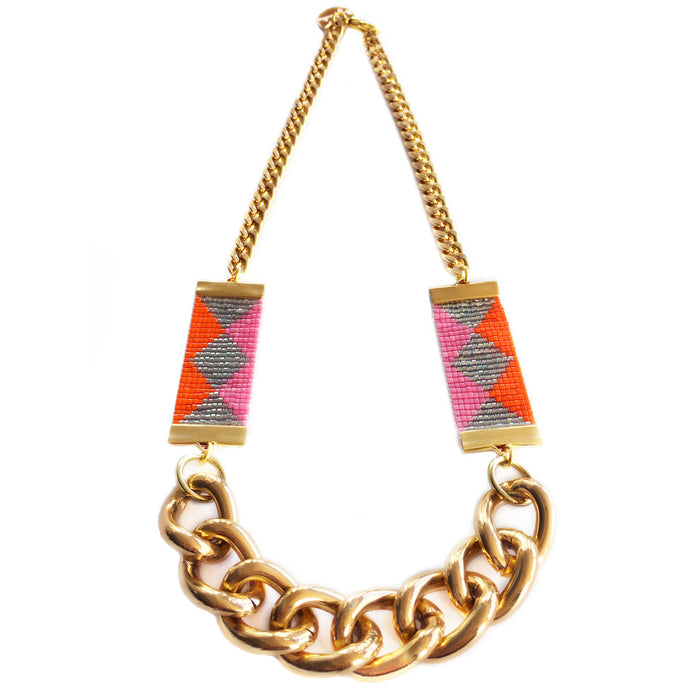 Priestess II Necklace - Pink / Green - Samanta Factory
