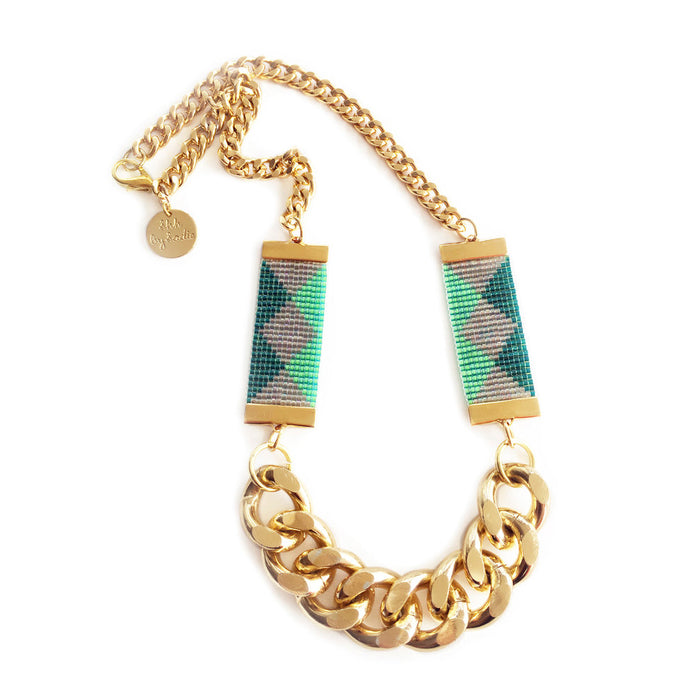 Priestess II Necklace - Pink / Green - Samanta Factory