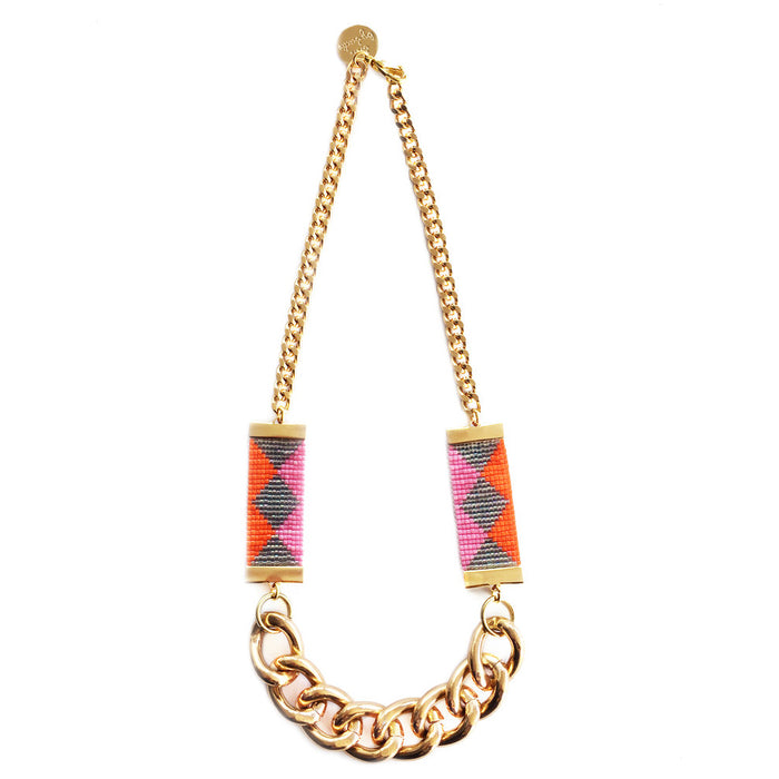 Priestess II Necklace - Pink / Green - Samanta Factory