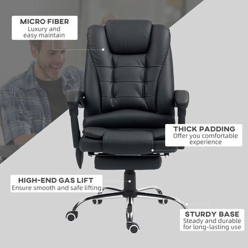 Vinsetto Executive Massage Chair | 6-Point Heated Vibration - PU Leather Office Throne w/ Footrest (£201.96) - Samanta Factory