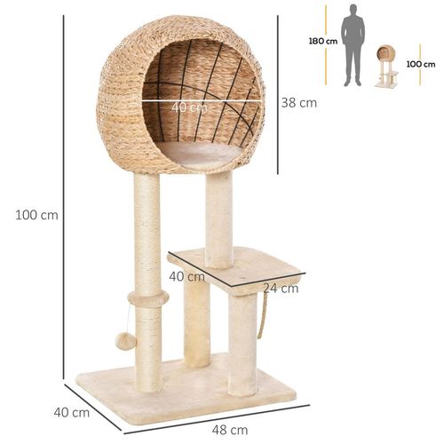 100cm Cat Tree Tower Kitten Climbing Tower W/ Scratching Post Condo  Pawhut - Samanta Factory