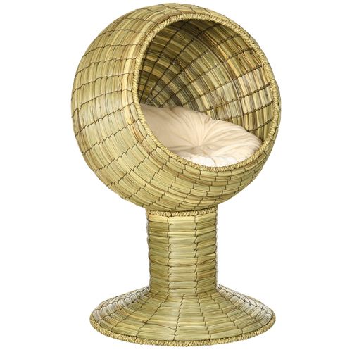 100cm beige cat tree with condo, sisal scratching posts, and play rope – indoor playground for small to medium cats