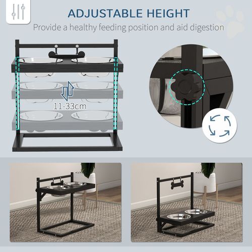 PawHut Raised Dog Bowl w/ Adjustable Height Stand for Small Medium Large Dogs - Samanta Factory