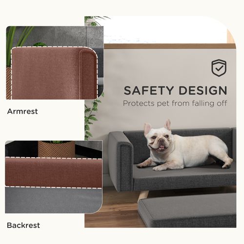 PawHut Elevated Dog Sofa Bed with Cushion for Medium and Small Dogs, Grey - Samanta Factory