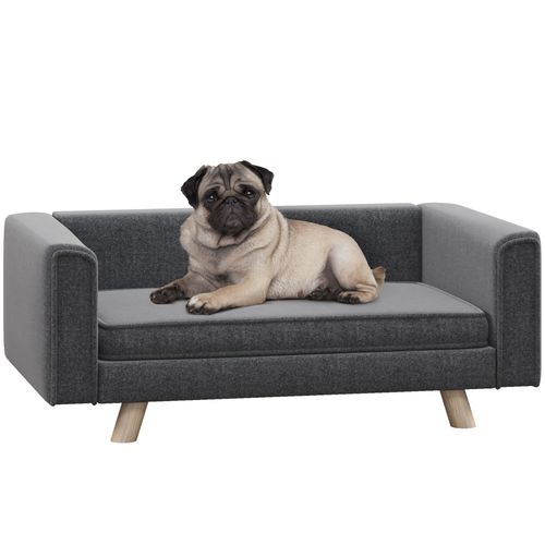 PawHut Elevated Dog Sofa Bed with Cushion for Medium and Small Dogs, Grey - Samanta Factory