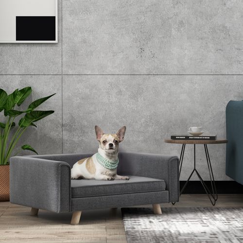 PawHut Elevated Dog Sofa Bed with Cushion for Medium and Small Dogs, Grey - Samanta Factory