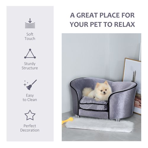 Modern Dog Sofa Couch Puppy Bed Kitten Lounge w/Storage Pocket Removable Cushion - Samanta Factory