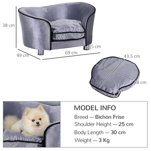 Modern Dog Sofa Couch Puppy Bed Kitten Lounge w/Storage Pocket Removable Cushion - Samanta Factory