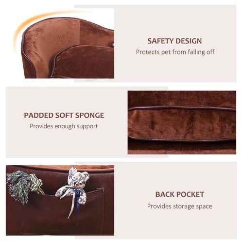 PawHut Dog Sofa Chair with Legs Cushion for XS Dog Cat 68.5x40.5x40.5 cm, Brown - Samanta Factory