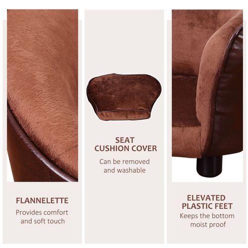 PawHut Dog Sofa Chair with Legs Cushion for XS Dog Cat 68.5x40.5x40.5 cm, Brown - Samanta Factory