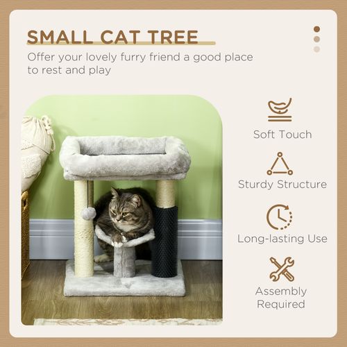 PawHut Small Cat Tree Tower with Scratching Posts, Bed, Perch, Self Groomer, Toy - Samanta Factory