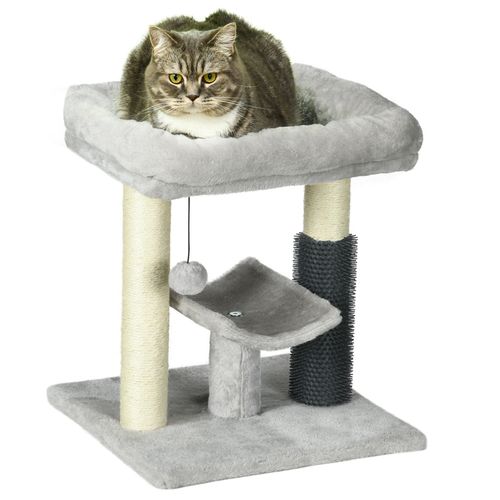 PawHut Small Cat Tree Tower with Scratching Posts, Bed, Perch, Self Groomer, Toy - Samanta Factory