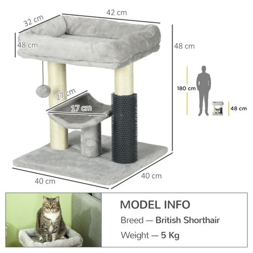 PawHut Small Cat Tree Tower with Scratching Posts, Bed, Perch, Self Groomer, Toy - Samanta Factory