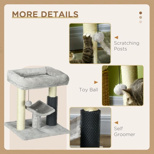 PawHut Small Cat Tree Tower with Scratching Posts, Bed, Perch, Self Groomer, Toy - Samanta Factory