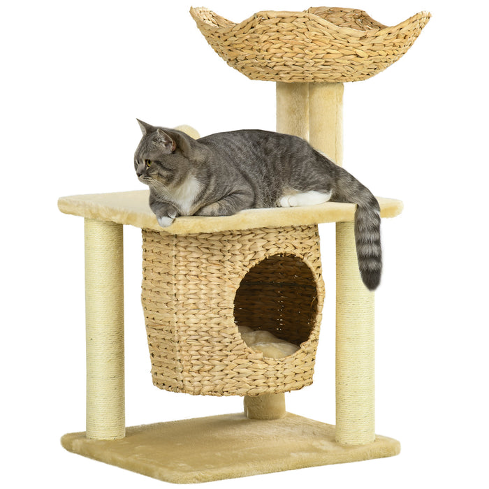 PawHut Cat Tree with Scratching Posts, Cat House, Bed, Washable Cushions - Samanta Factory
