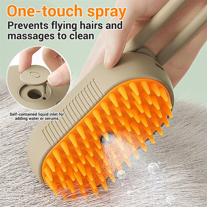 🚿 3-IN-1 PET STEAM BRUSH | USB Rechargeable Grooming Comb 🐾 (Hair Removal + Massage! £16+) - Samanta Factory