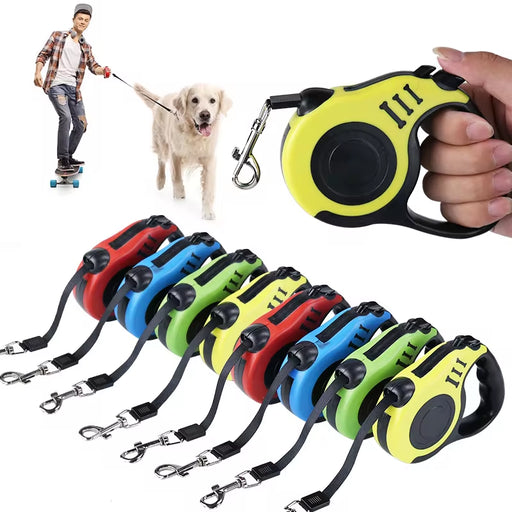  Retractable Dog Leash – Adjustable 3M/5M Leash with One-Hand Brake System