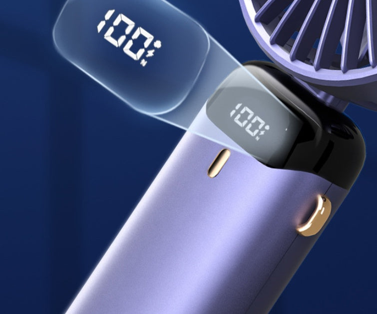 USB Rechargeable Mini Portable Handheld Electric Fan Foldable Neck Hanging Outdoor Fan Adjustable 5 Speed Powerful Air Cooler - Samanta Factory