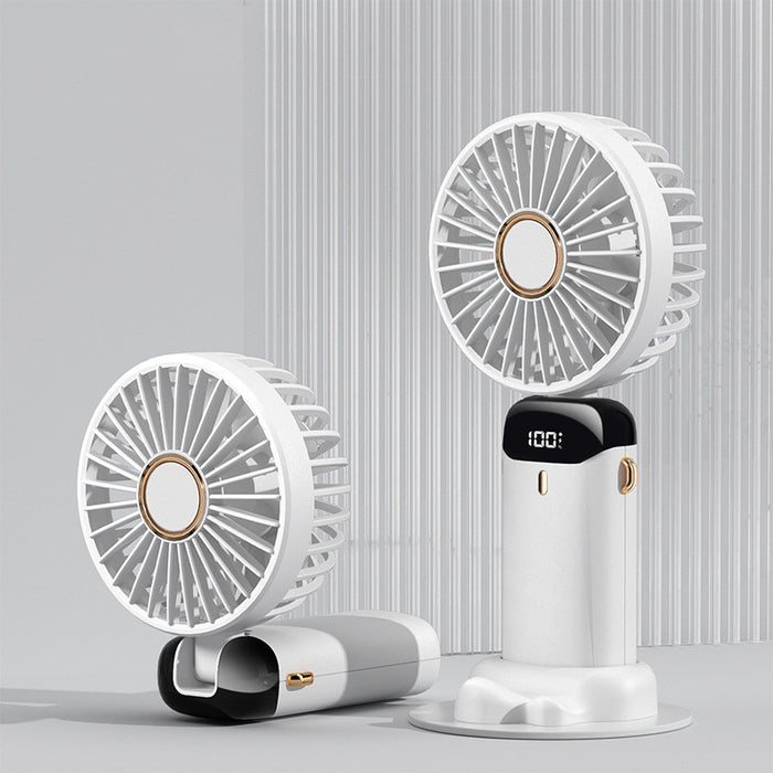 USB Rechargeable Mini Portable Handheld Electric Fan Foldable Neck Hanging Outdoor Fan Adjustable 5 Speed Powerful Air Cooler - Samanta Factory