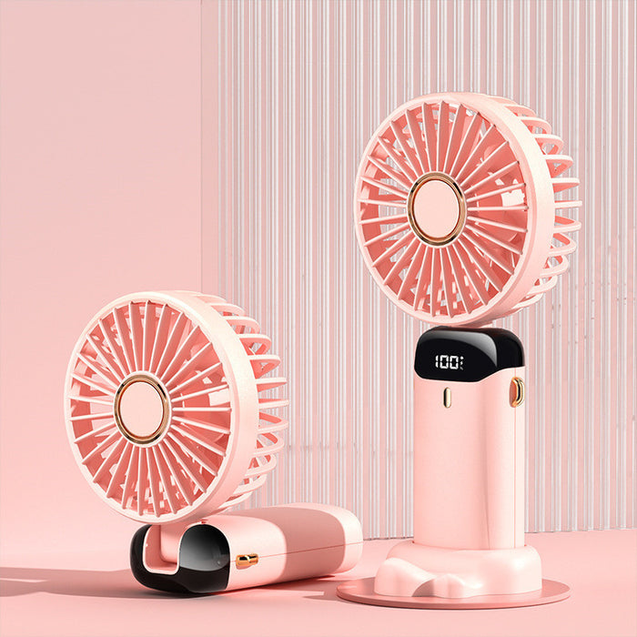 USB Rechargeable Mini Portable Handheld Electric Fan Foldable Neck Hanging Outdoor Fan Adjustable 5 Speed Powerful Air Cooler - Samanta Factory