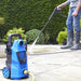 High-pressure 110 bar power washer with foam cannon and hose for patio and car cleaning