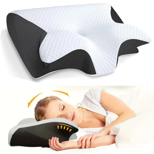  Butterfly-Shaped Memory Foam Neck Pillow – Ergonomic Neck & Shoulder Support for Better Sleep