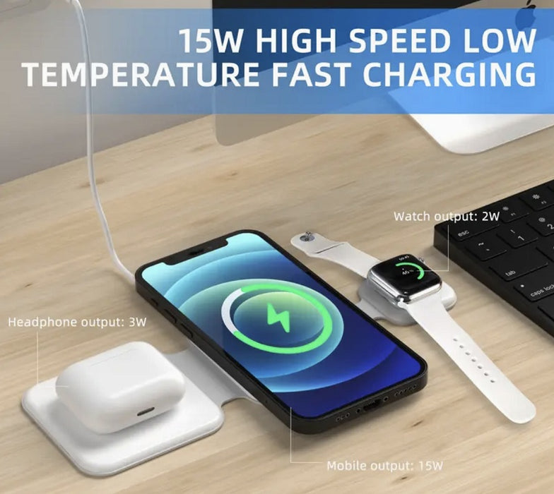 ⚡ 3-in-1 MAGNETIC WIRELESS CHARGER | Foldable 15W Fast Charging Station 🔋 (Travel Essential! £29) - Samanta Factory
