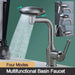 "Modern waterfall basin faucet with 4 spray modes – chrome finish"