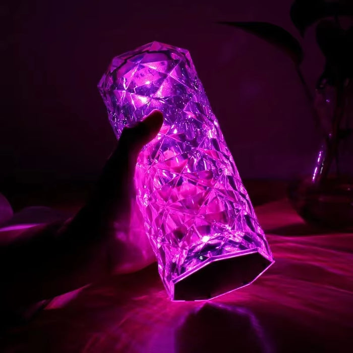 Rechargeable 16 Colors RGB Rose LED Night Light Color Changing Crystal Touch Table Lamp for Bedroom Nightstand Christmas Decor