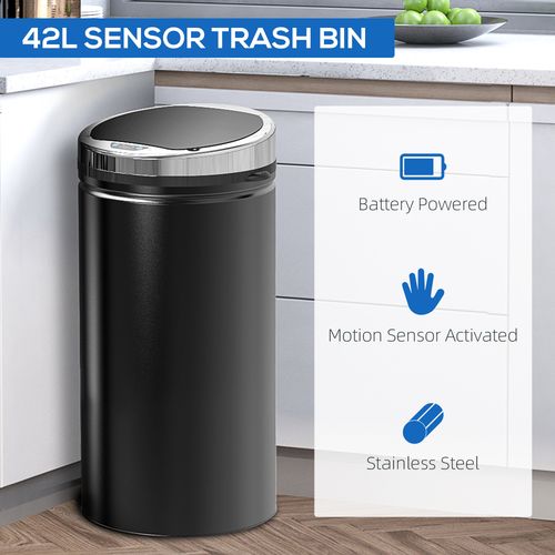 42L Sensor Trash Can W/ Bucket-Black - Samanta Factory