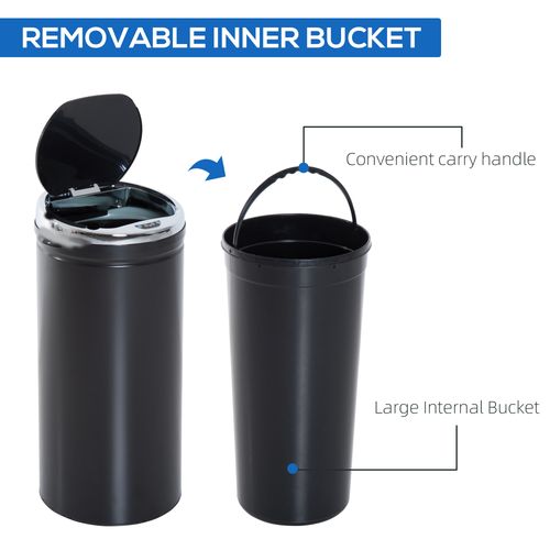 42L Sensor Trash Can W/ Bucket-Black - Samanta Factory
