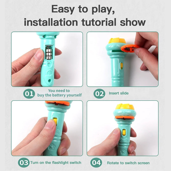 Flashlight Projector Torch Lamp Toy Cute Cartoon Creativity Toy Torch Lamp Flashlight Projector Toy Baby Sleeping Story Book