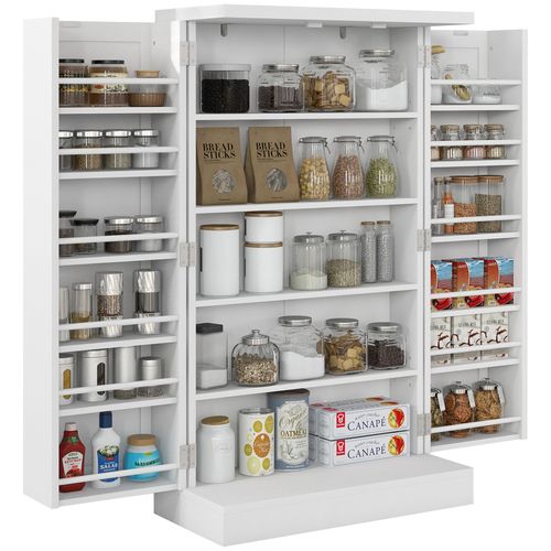 : 5-Tier Kitchen Cupboard with Magnetic Doors and Adjustable Shelves