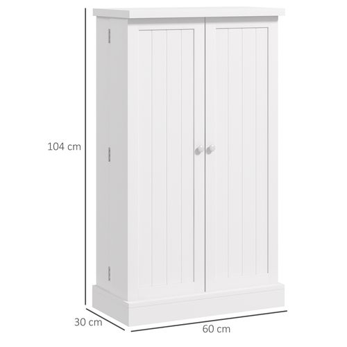 HOMCOM Kitchen Cupboard with Double Doors, 5-Tier Shelf, 12 Spice Racks, White - Samanta Factory