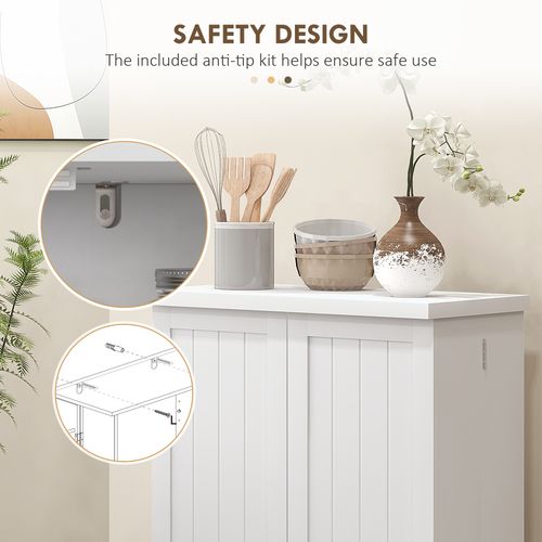 HOMCOM Kitchen Cupboard with Double Doors, 5-Tier Shelf, 12 Spice Racks, White - Samanta Factory