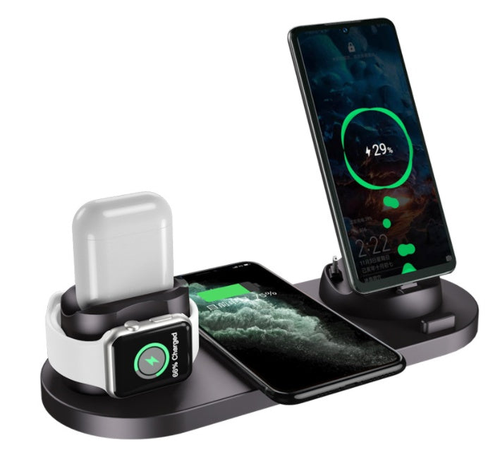6-in-1 Wireless Charging Station 🪐 Fast Qi-Certified Dock for iPhone & Apple Watch - Samanta Factory