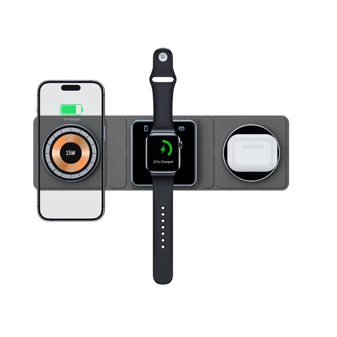 3 IN 1 Magnetic Folding Wireless Charger Station | 15W Fast Charge for iPhone/AirPods/Watch! 🔋✨" - Samanta Factory